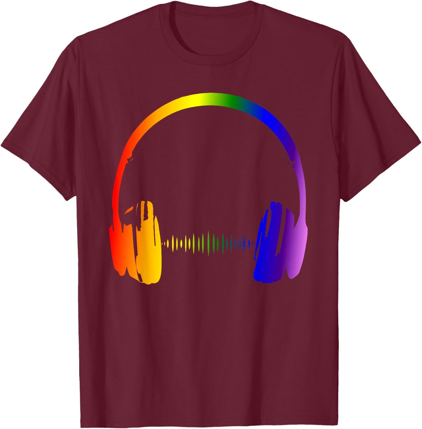 Bunte Kopfhörer Regenbogen Party Techno Radio Nachtclub DJ T-Shirt - T-Shirt | Maroon