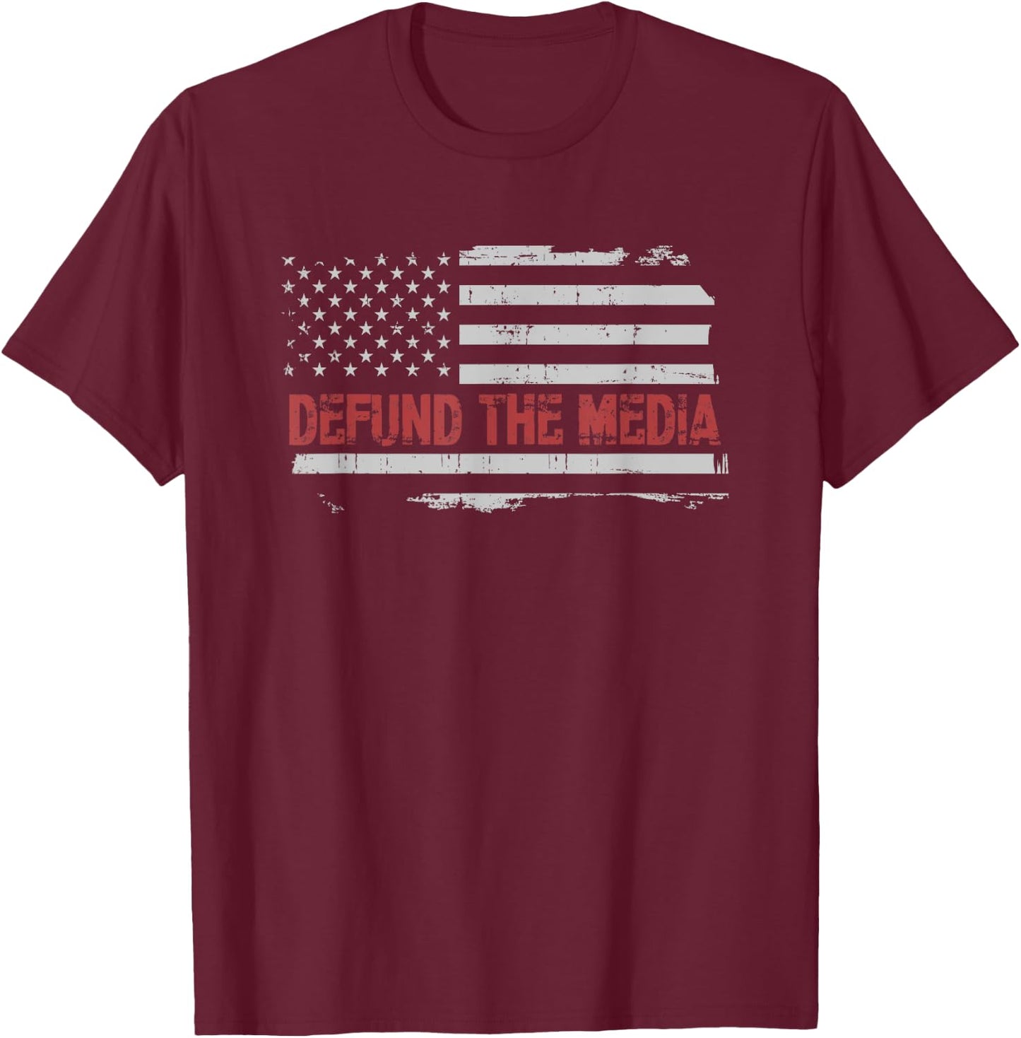 Defund the Media, Defund Mainstream Media T-Shirt - T-Shirt | Maroon