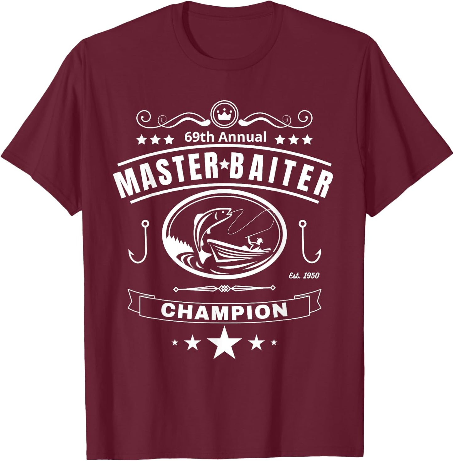 Funny Fishing MASTER BAITER CHAMPION Men's gift T-Shirt - T-Shirt | Maroon