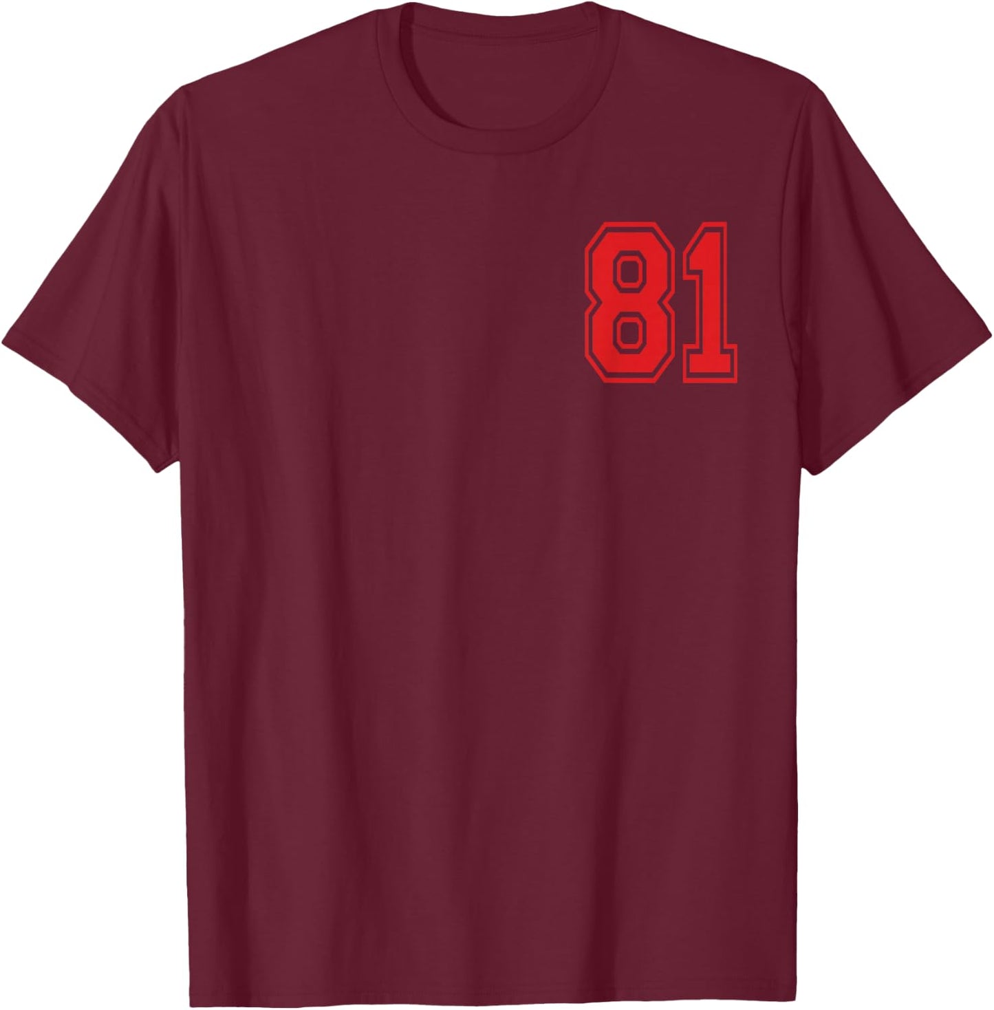 Number 81 in Red , black T-Shirt - T-Shirt | Maroon