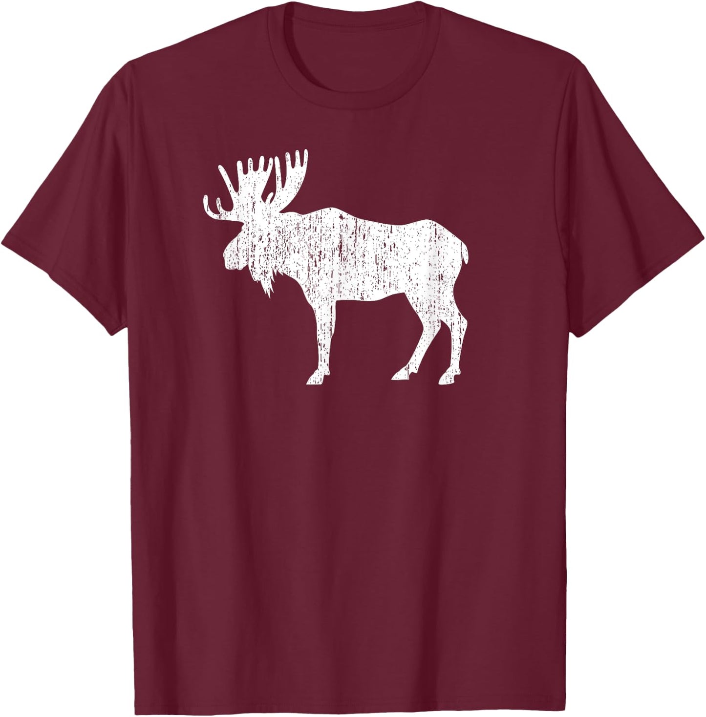 Retro Vintage Distressed Moose T-Shirt - T-Shirt | Maroon