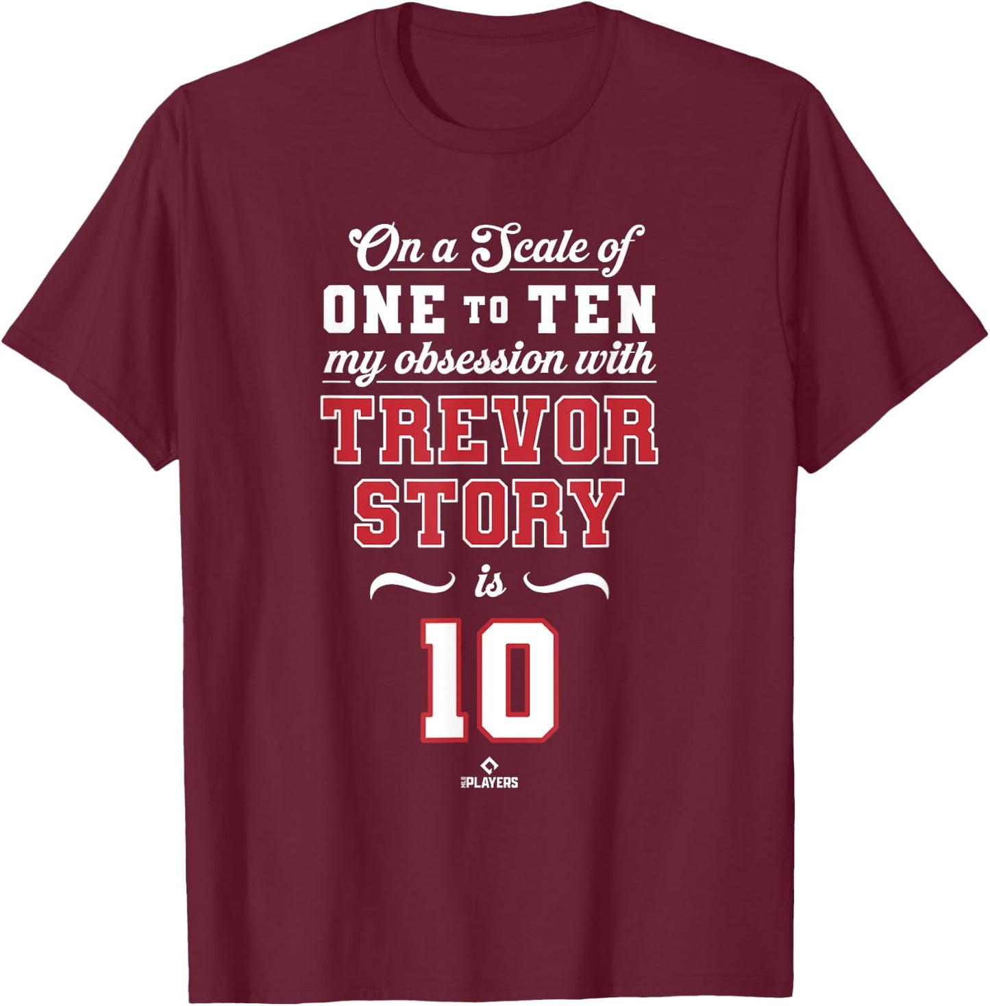 Obsession Trevor Story 10 Boston MLBPA T-Shirt - T-Shirt | Maroon