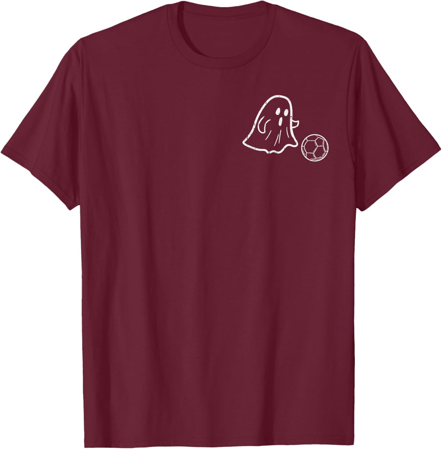 Ghost Soccer Pocket Halloween Costume Men Women Girls Boys T-Shirt - T-Shirt | Maroon
