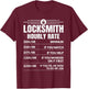 Locksmith Hourly Rate Locksmithing Lock Picking Graphic T-Shirt - T-Shirt | Maroon