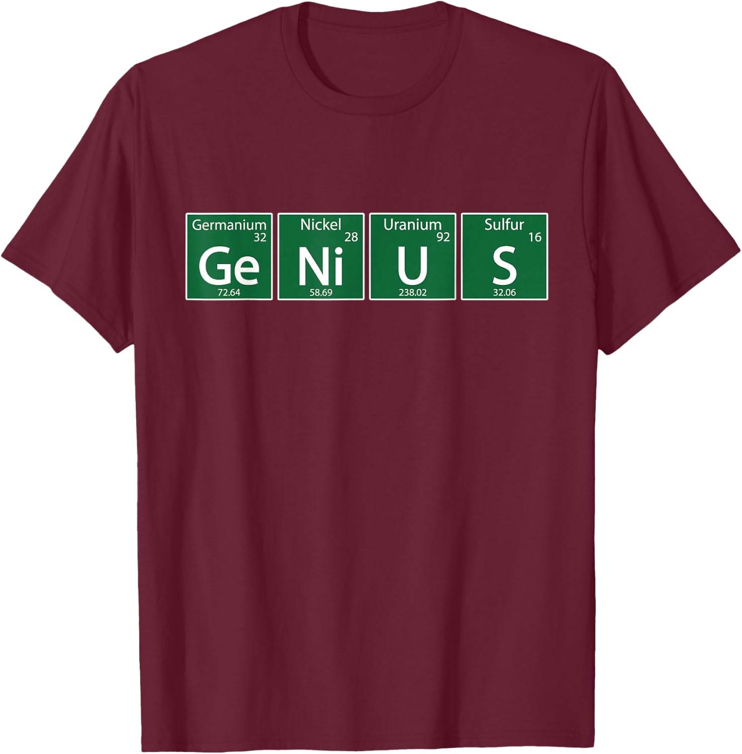 Genius Periodic Table of Elements Funny Science Design T-Shirt - T-Shirt | Maroon