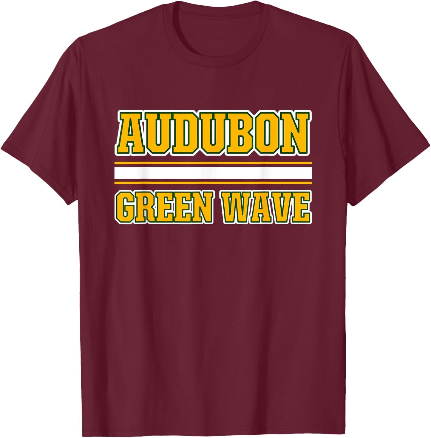Audubon Green Wave Horizontal Stripes T-Shirt - T-Shirt | Maroon