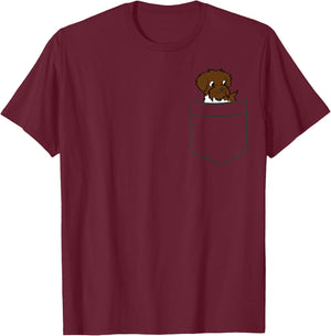 Wirehaired Pointing Griffon Dog In A Pocket T-Shirt - T-Shirt | Maroon