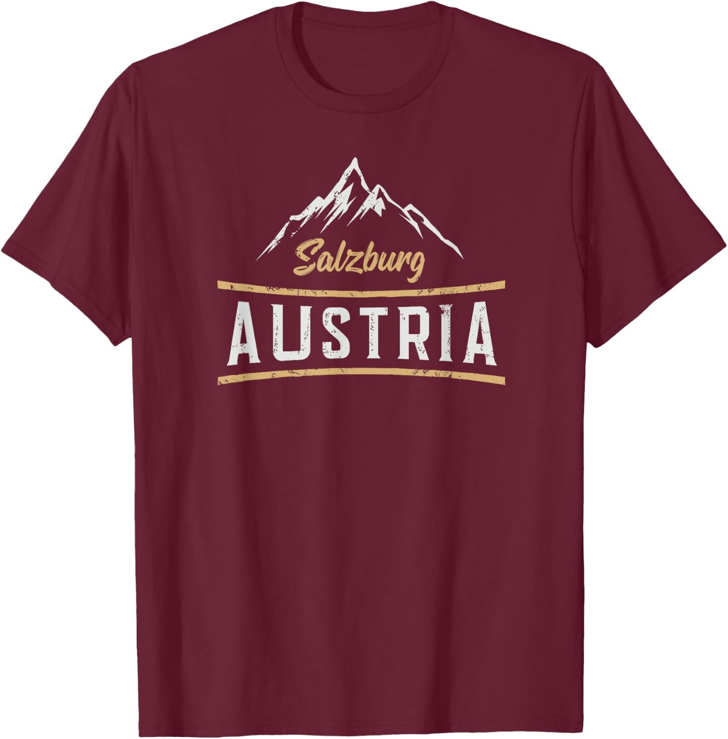Retro Salzburg Austria Gift - Distressed Vacation T-Shirt - T-Shirt | Maroon