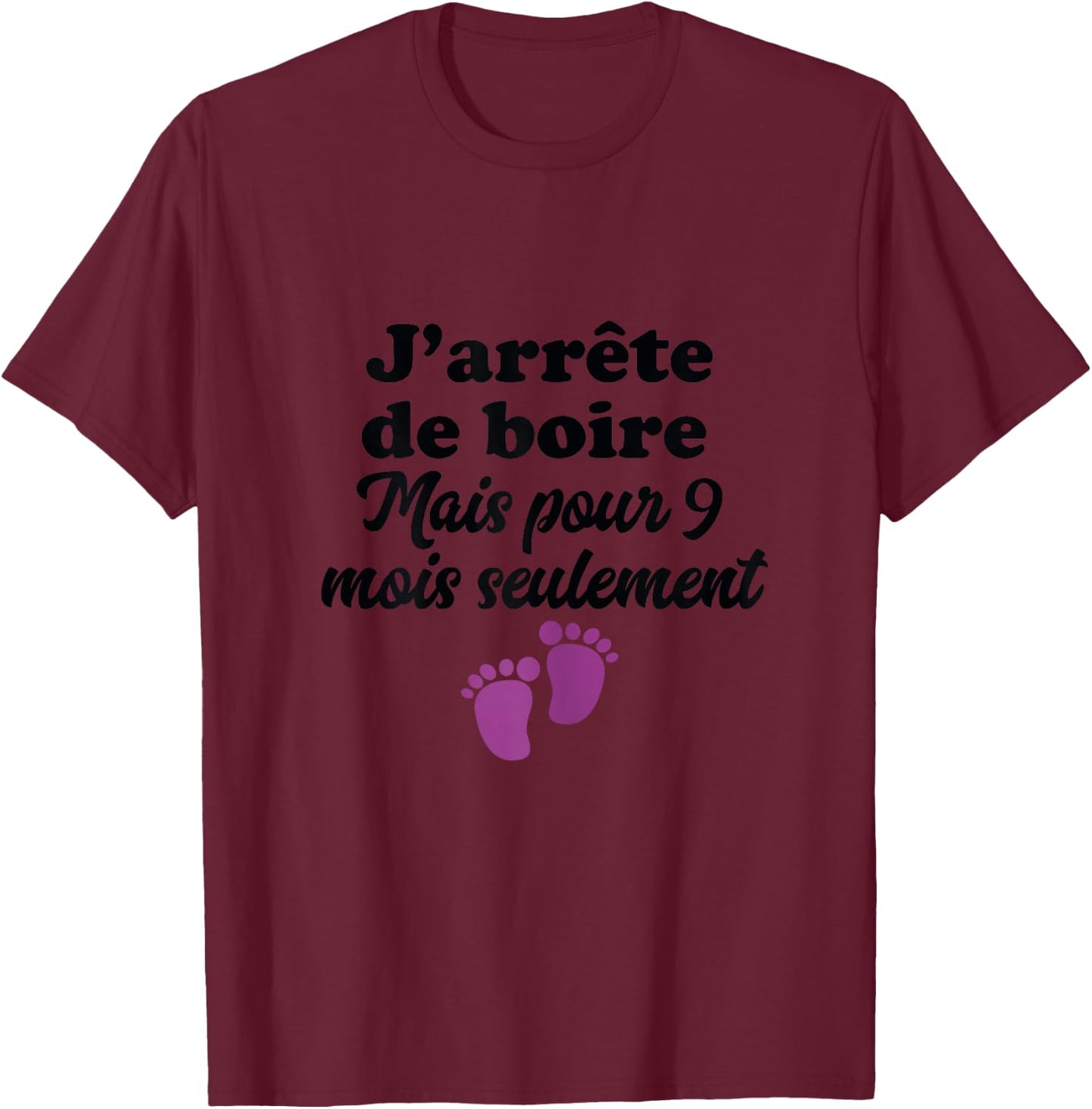 I Stop Drinking for 9 Months Pregnant Statement Woman , white, Female X-Small T-Shirt - T-Shirt | Maroon