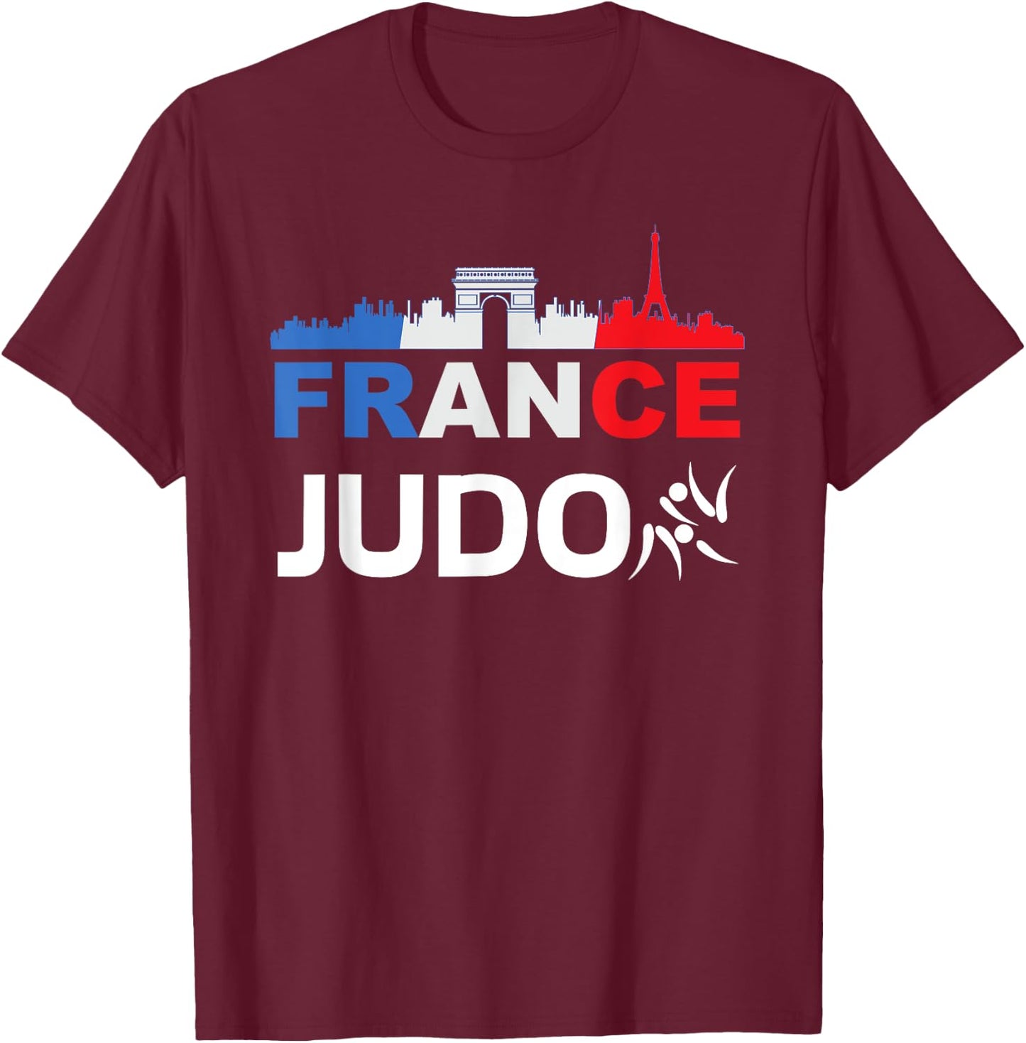 France Flag Judo Gift Jersey Judo France , Black, S T-Shirt - T-Shirt | Maroon