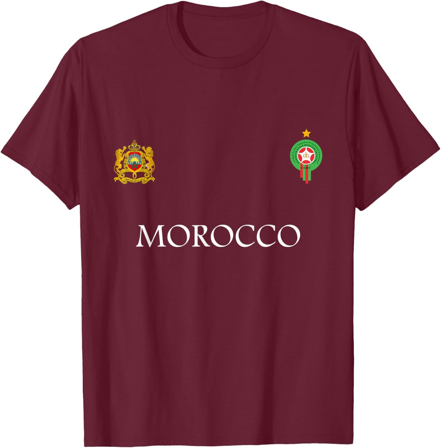 Marokko Flagge Vintage Stil Retro Marokko Fußball Marokko T-Shirt - T-Shirt | Maroon