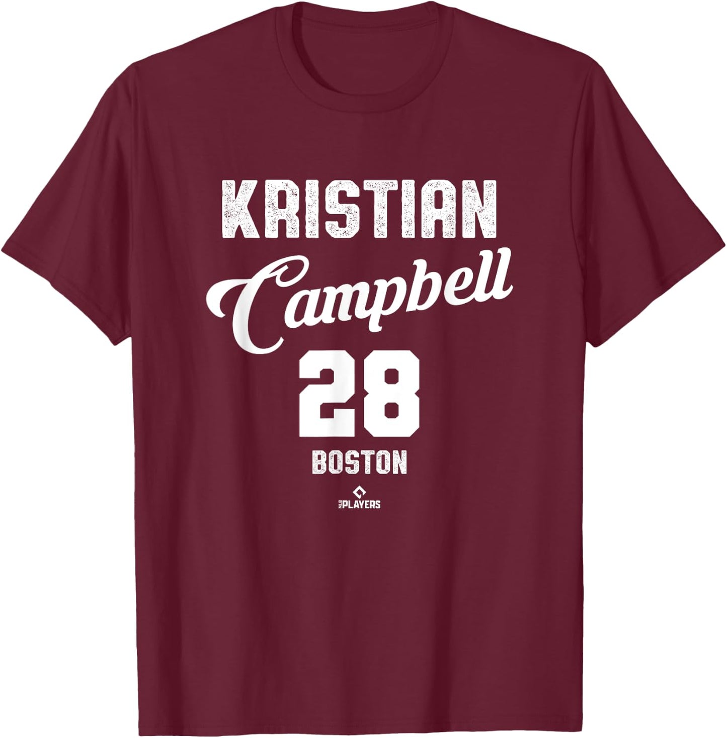 Kristian Campbell 28 Boston Baseball Vintage MLBPA T-Shirt - T-Shirt | Maroon