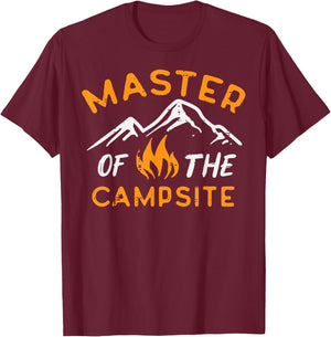 Master Of Campsite Camping Camper Dad Men Women Boys Kids T-Shirt - T-Shirt | Maroon