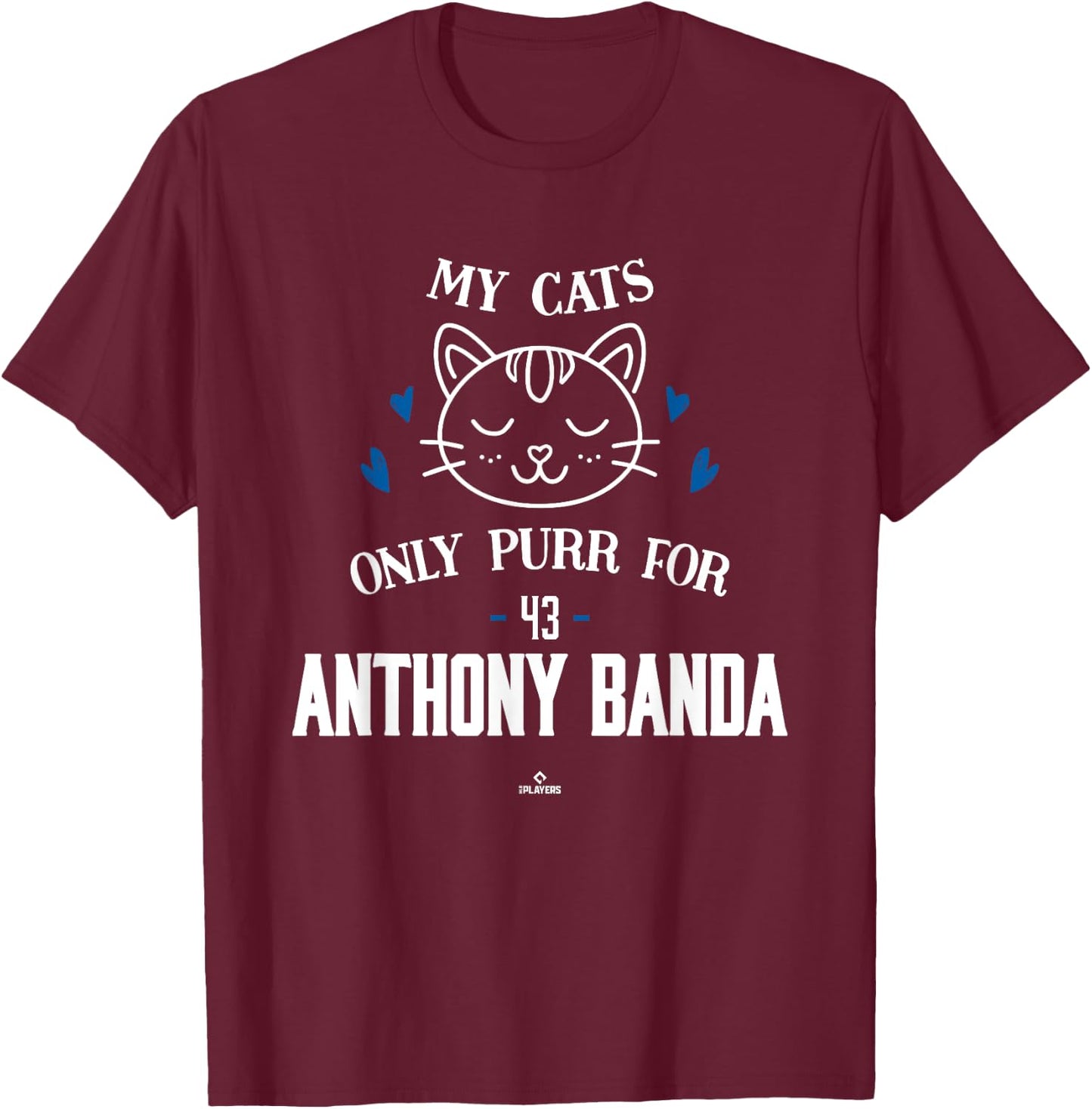 Cat Lovers for Anthony Banda Los Angeles Baseball MLBPA T-Shirt - T-Shirt | Maroon