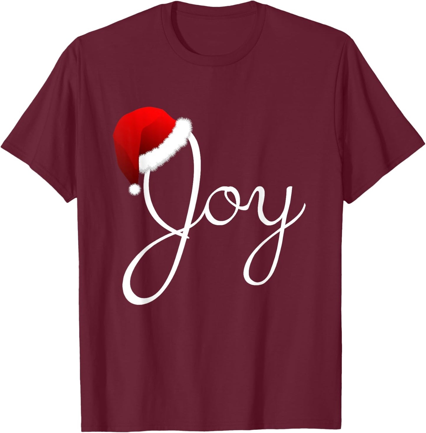 Joy Christmas Shirt - Santa Hat Christmas Joy T-Shirt - T-Shirt | Maroon