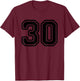 Number #30 Black Sport Varsity Number 30 T-Shirt - T-Shirt | Maroon