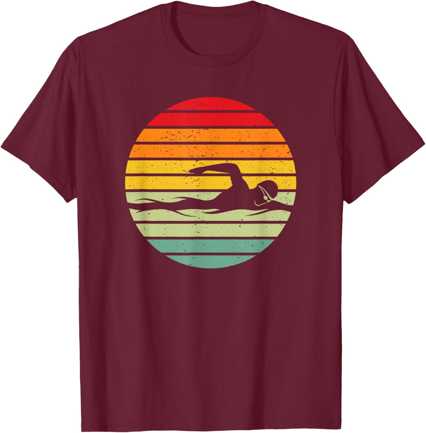 Swimming & Water Sport Vintage for Swimmers & Swim Coaches T-Shirt - T-Shirt | Maroon