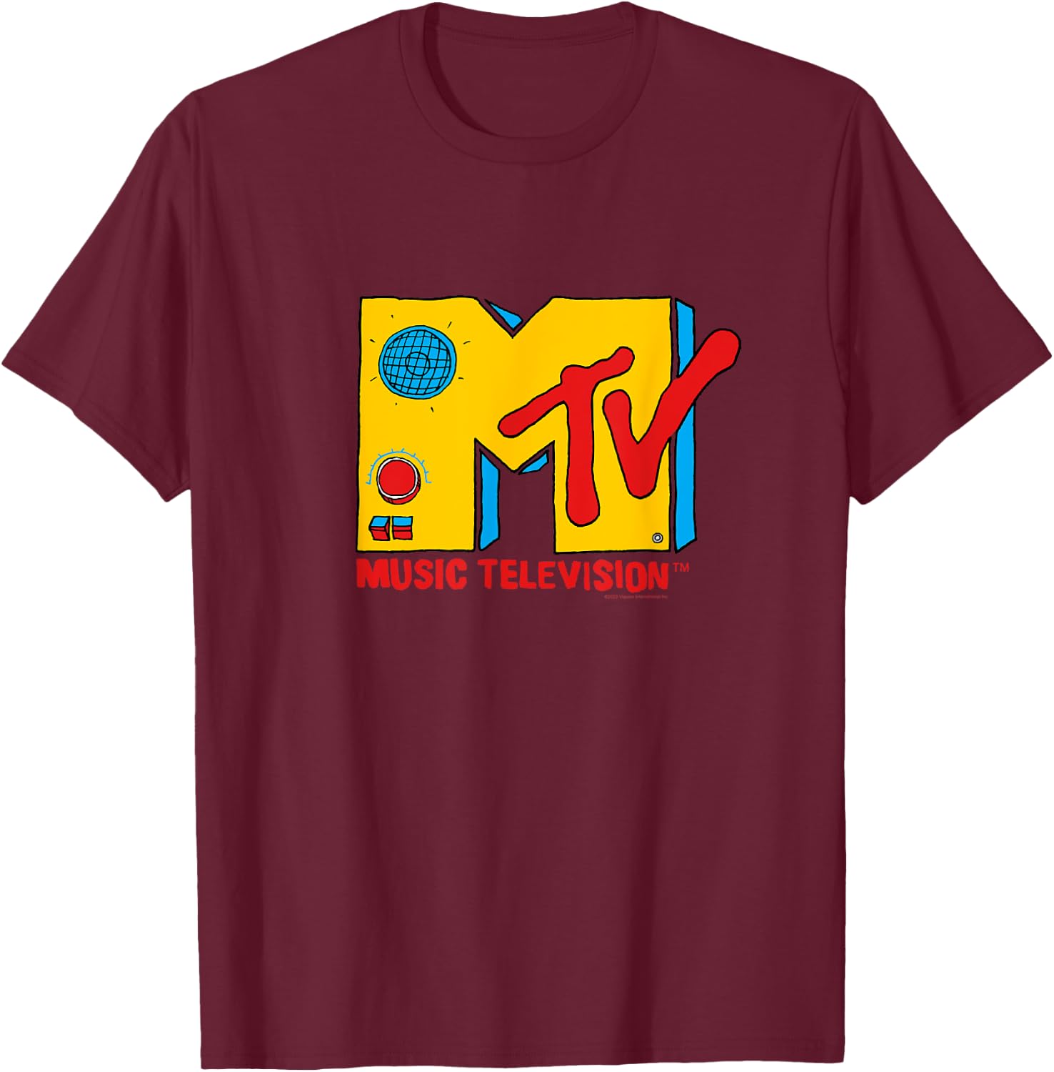 MTV Logo Retro Boombox , black T-Shirt - T-Shirt | Maroon