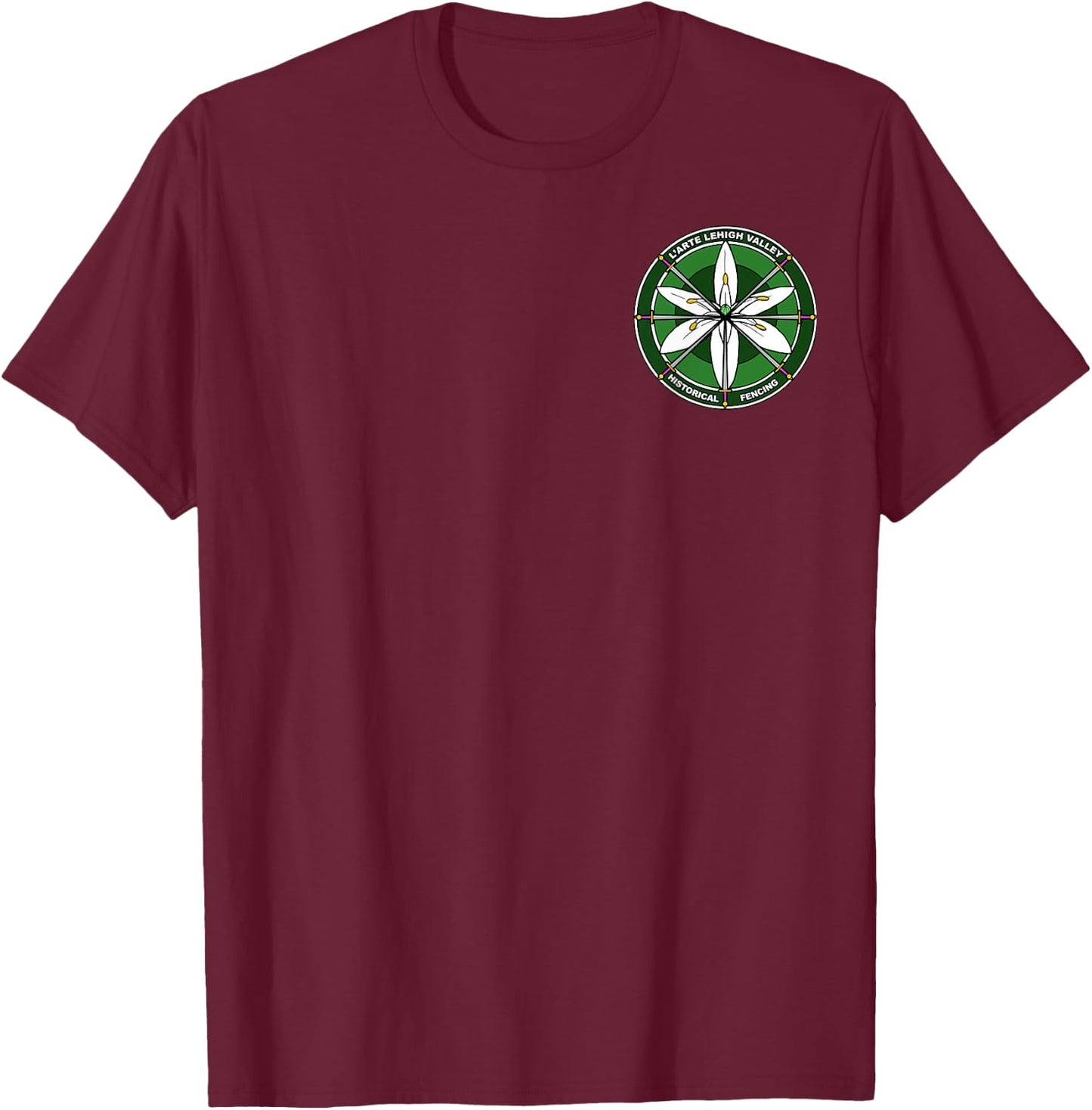 L'Arte Lehigh Valley Historical Fencing T-Shirt - T-Shirt | Maroon