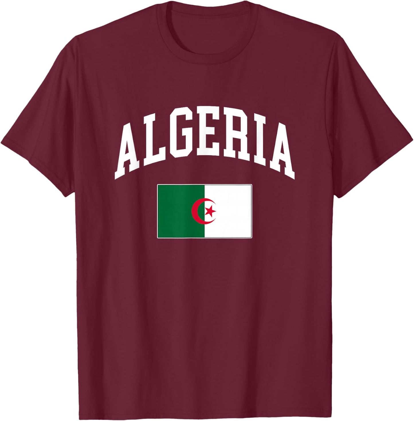 Algeria Algerian Flag Retro Vintage Classic Graphic T-Shirt - T-Shirt | Maroon