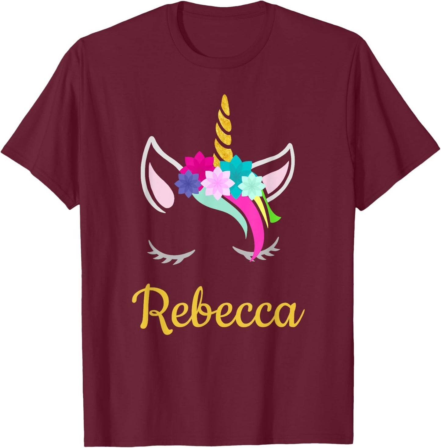 Rebecca Dark Unicorn Name T-Shirt - T-Shirt | Maroon