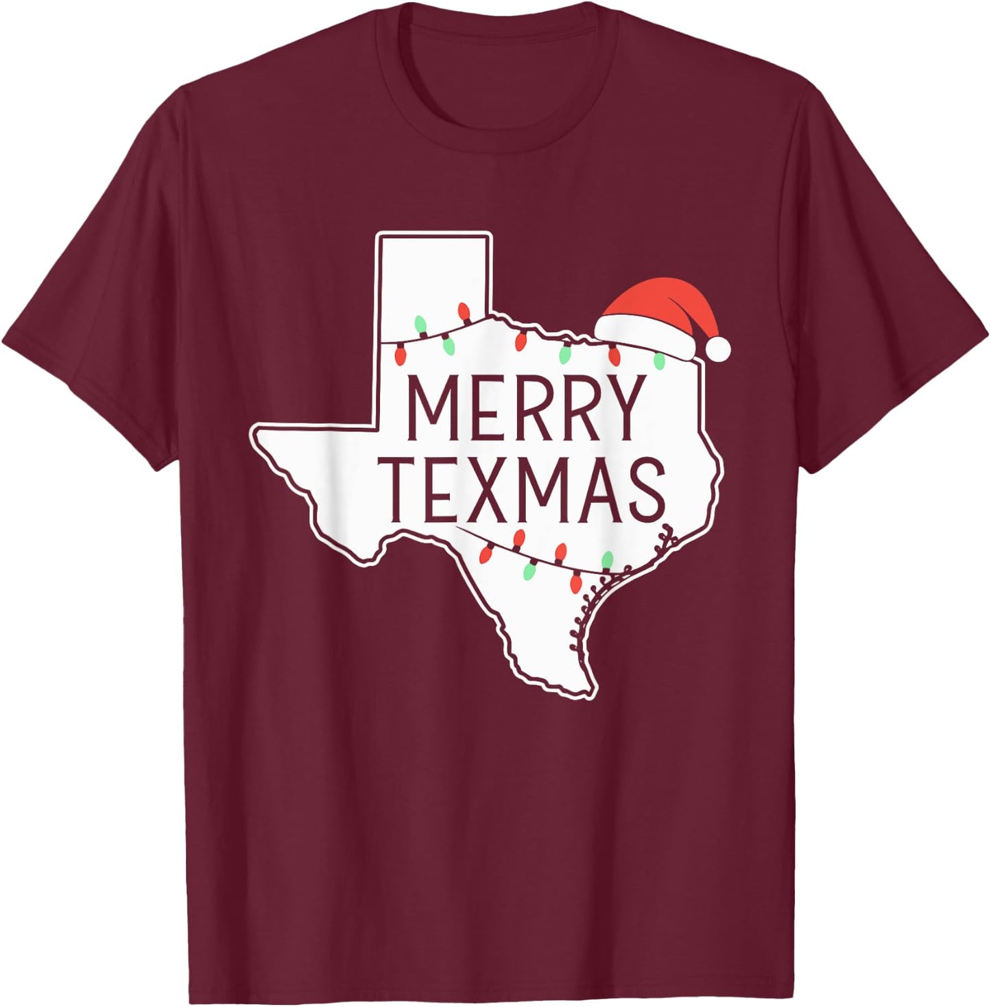 Merry Texmas Texas State Christmas T-Shirt - T-Shirt | Maroon