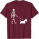 Skeleton Walking a Dog Scottish Terrier Halloween Outfit T-Shirt - T-Shirt | Maroon