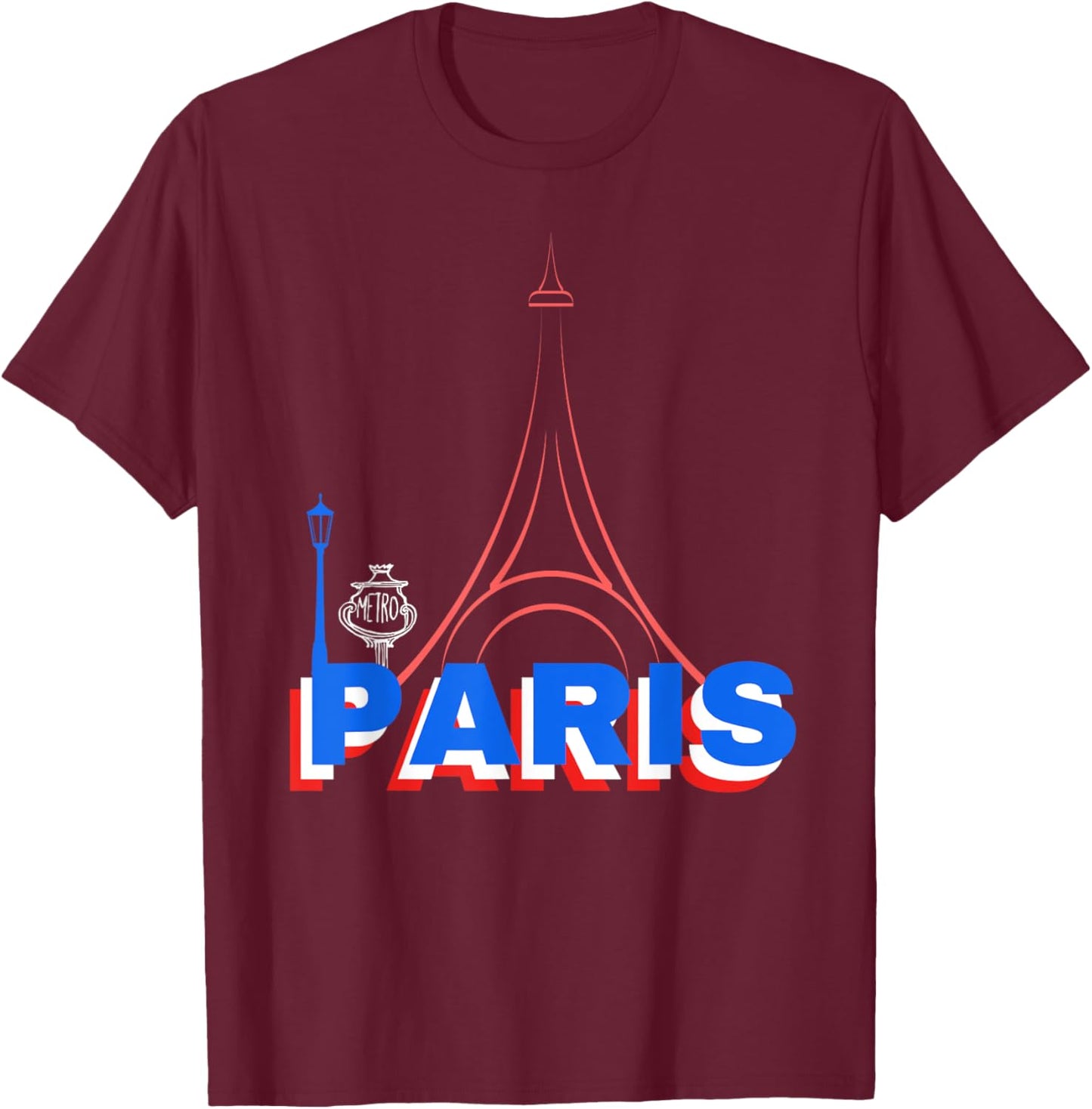 Paris Paris Eiffel Tower Souvenirs de Paris , Black, S T-Shirt - T-Shirt | Maroon