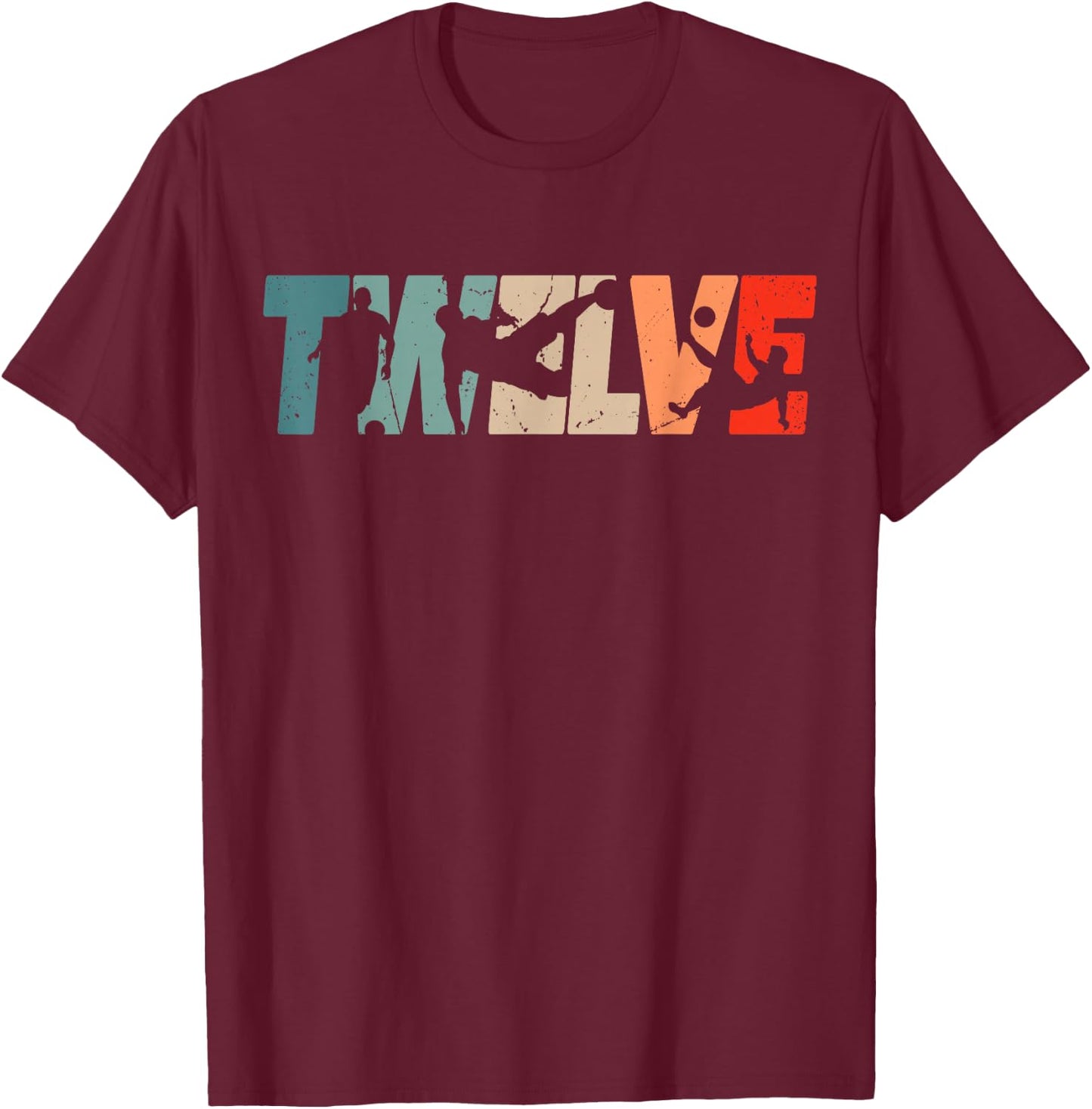12. Geburtstag Retro Fußball 12 Jahre alt Junge Mädchen T-Shirt - T-Shirt | Maroon