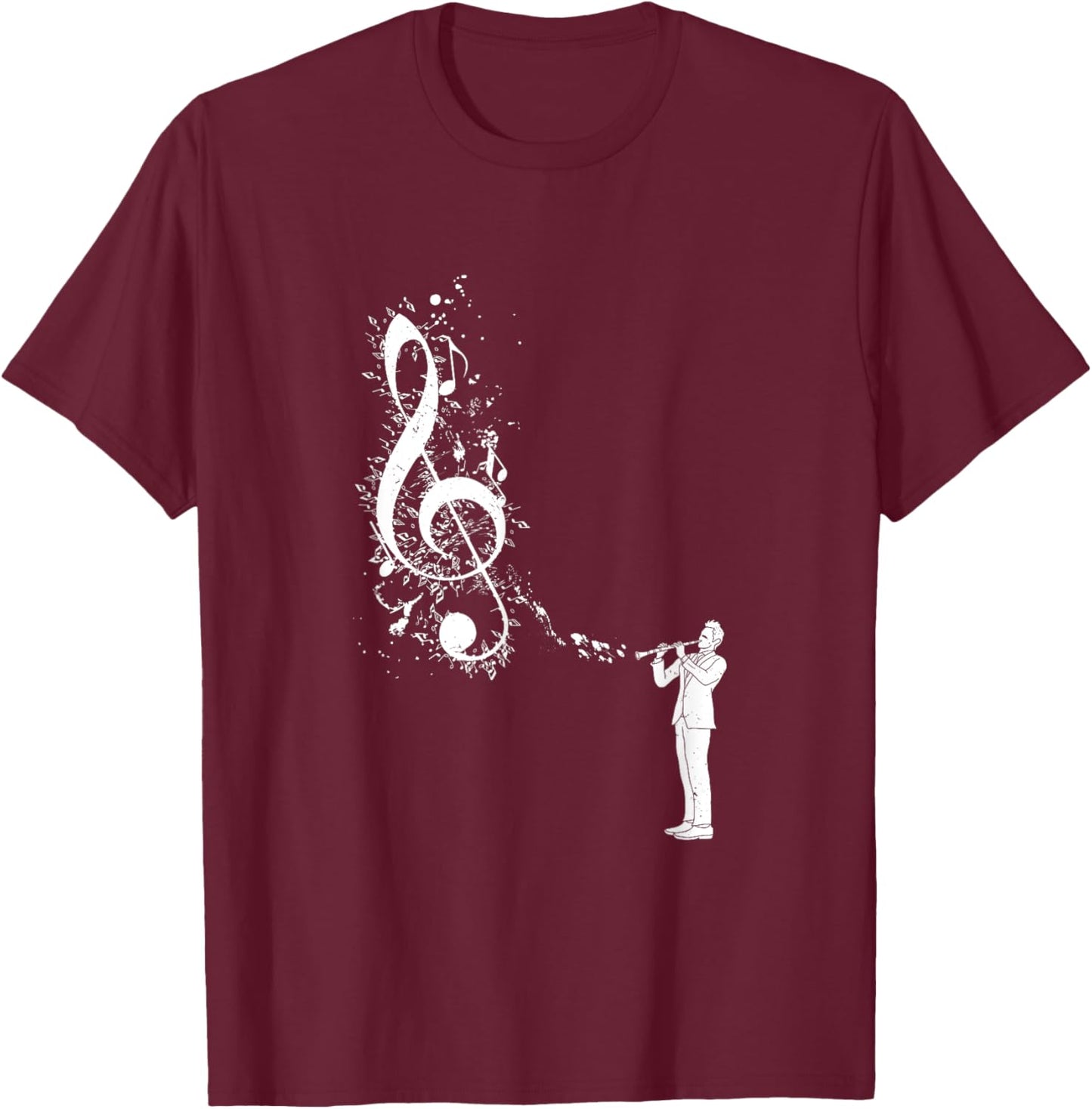 Clarinet Instrument Player Musical Note Clarinetist , Black, S T-Shirt - T-Shirt | Maroon