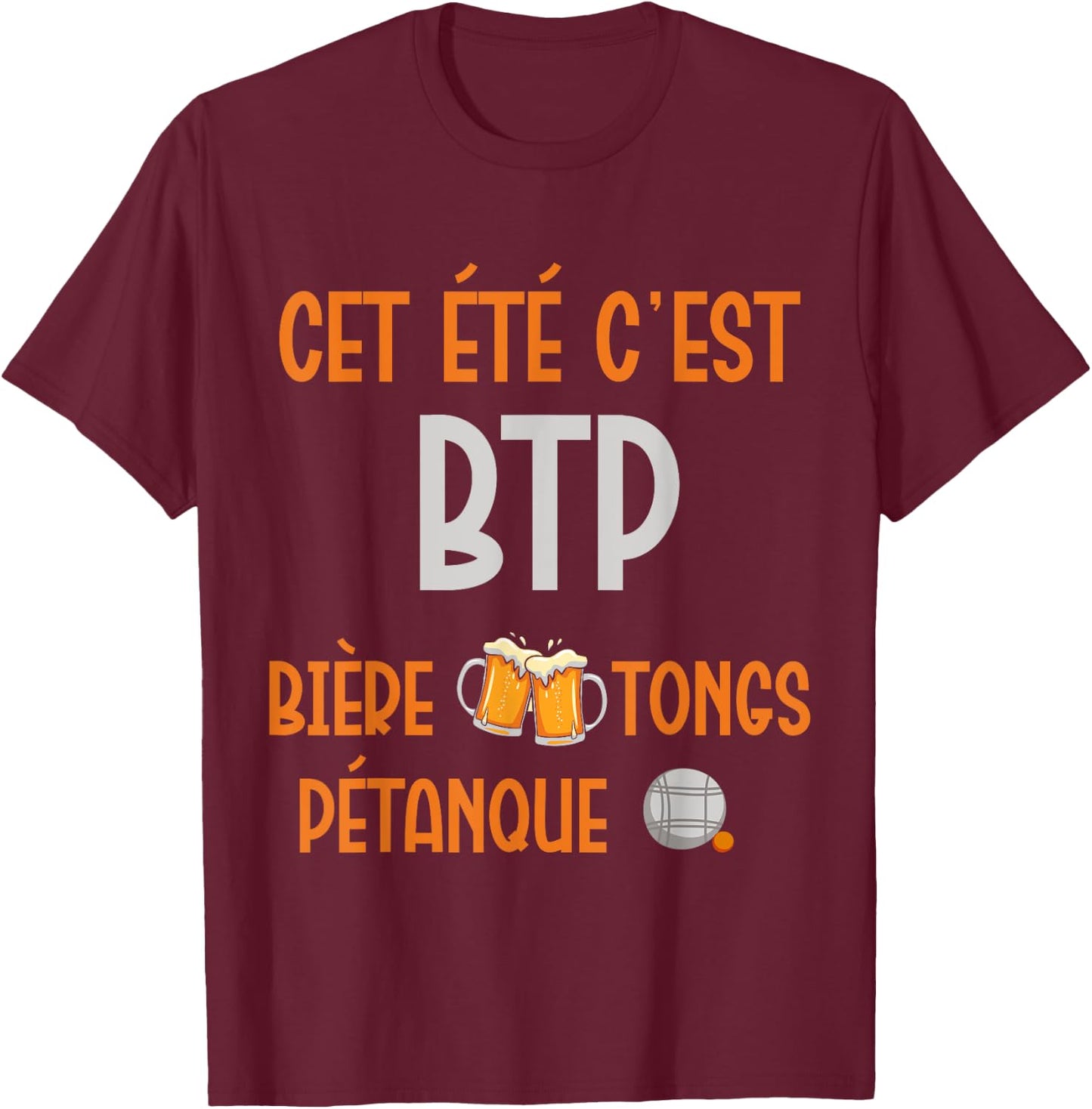 Gift humour summer man aperitif beauf beers flip flops petanque T-Shirt - T-Shirt | Maroon