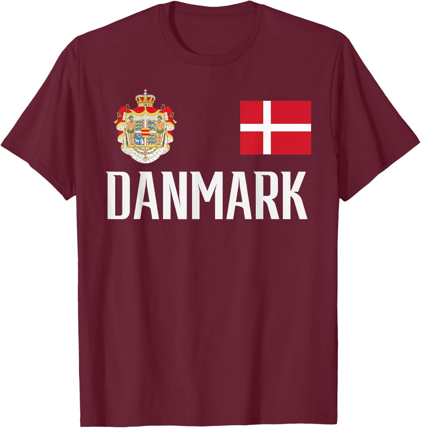 Denmark Flag Danmark Football Soccer Fan Men Women Kids T-Shirt - T-Shirt | Maroon