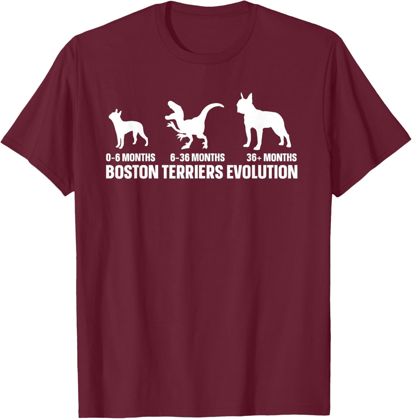 German Shepherd Evolution Design for a Boston Terriers Owner T-Shirt - T-Shirt | Maroon