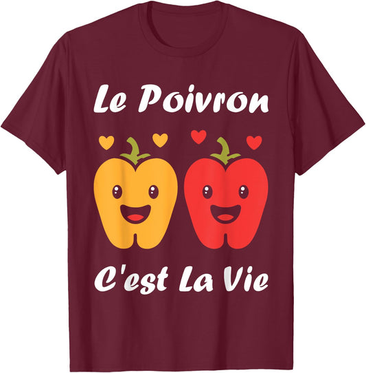 Vegetable The Pepper Is Life Humour Pepper , Black, S T-Shirt - T-Shirt | Maroon