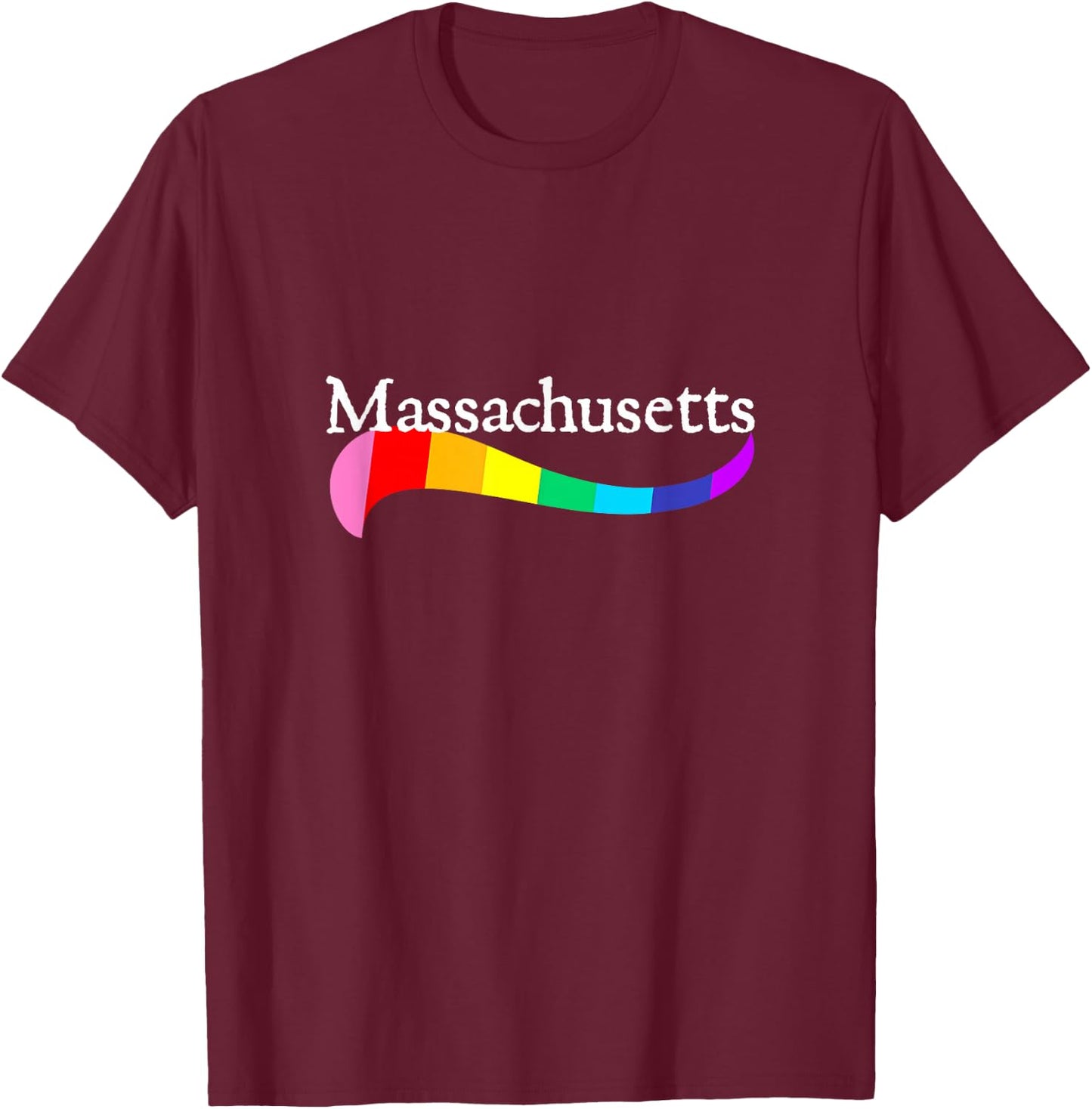 Happy Massachusetts LGBTQ Rainbow Logo Gay Pride Parade Love T-Shirt - T-Shirt | Maroon