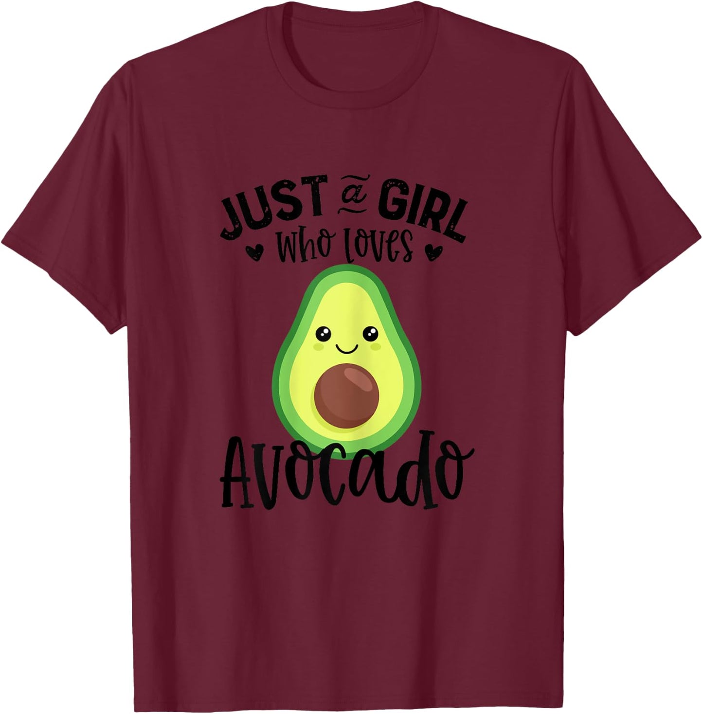 Nur ein Mädchen das Avocado liebt Women Girls Kids , White T-Shirt - T-Shirt | Maroon