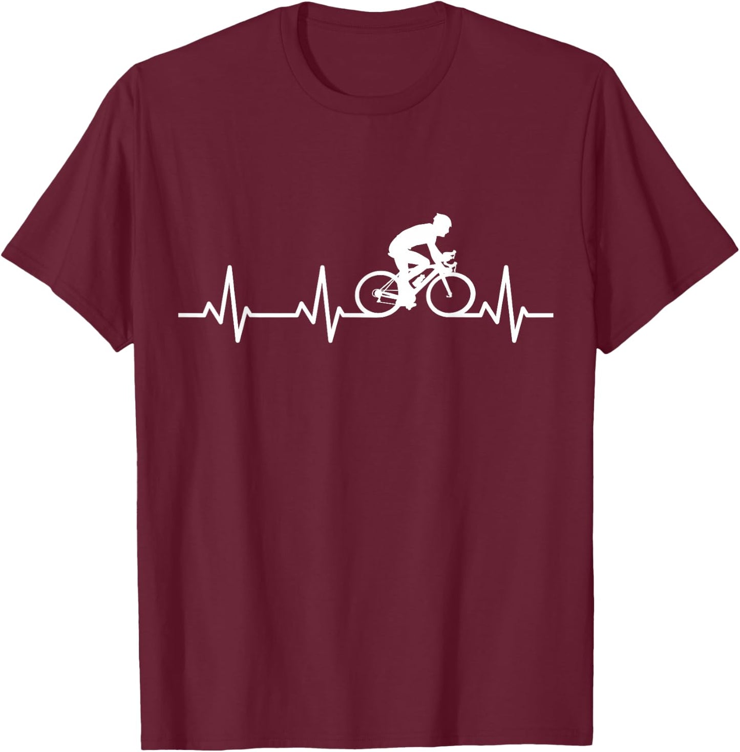 Herzschlag Radfahrer EKG Fahrrad Herzlinie T-Shirt - T-Shirt | Maroon
