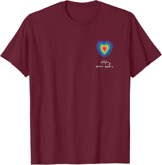 Coldplay Moon Music Heart Amazon Exclusive , Black, S T-Shirt - T-Shirt | Maroon