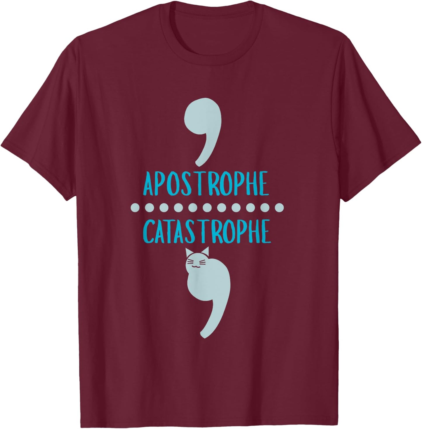 Cat Grammar Funny English Teacher Pun T Shirt Men Women Girls Kids T-Shirt - T-Shirt | Maroon