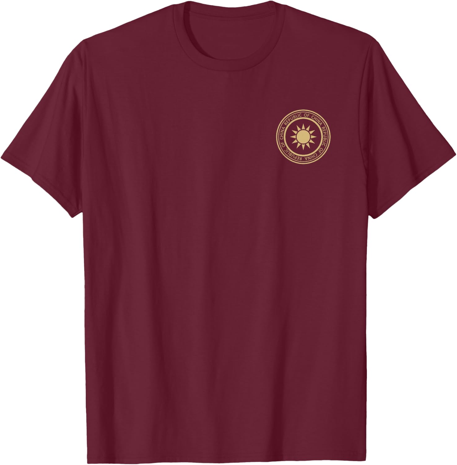 Taiwan Republic of China Sun Symbol Flag Seal T-Shirt - T-Shirt | Maroon