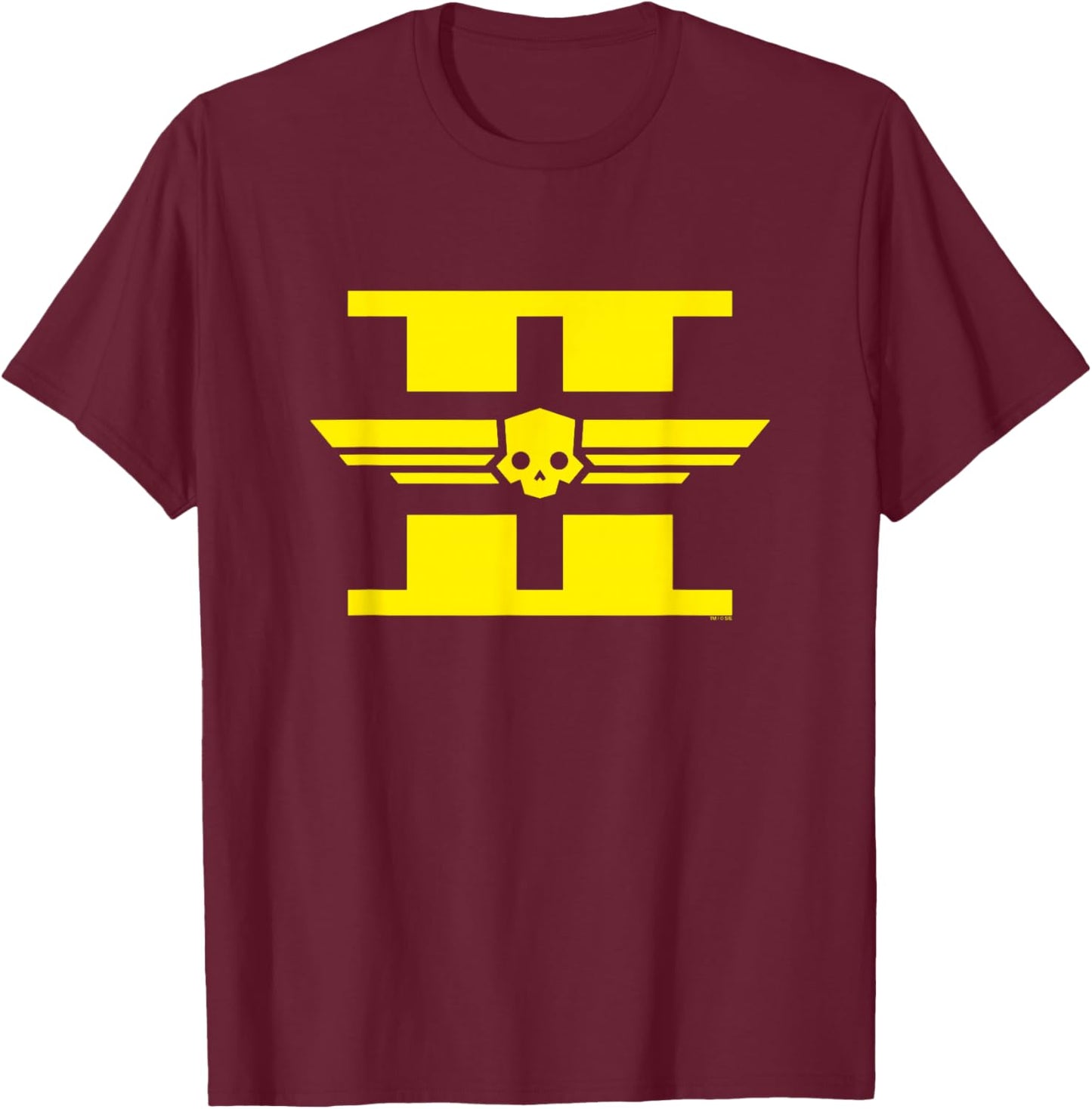 Helldivers 2 Sony PlayStation Video Game Yellow Symbol Logo T-Shirt - T-Shirt | Maroon