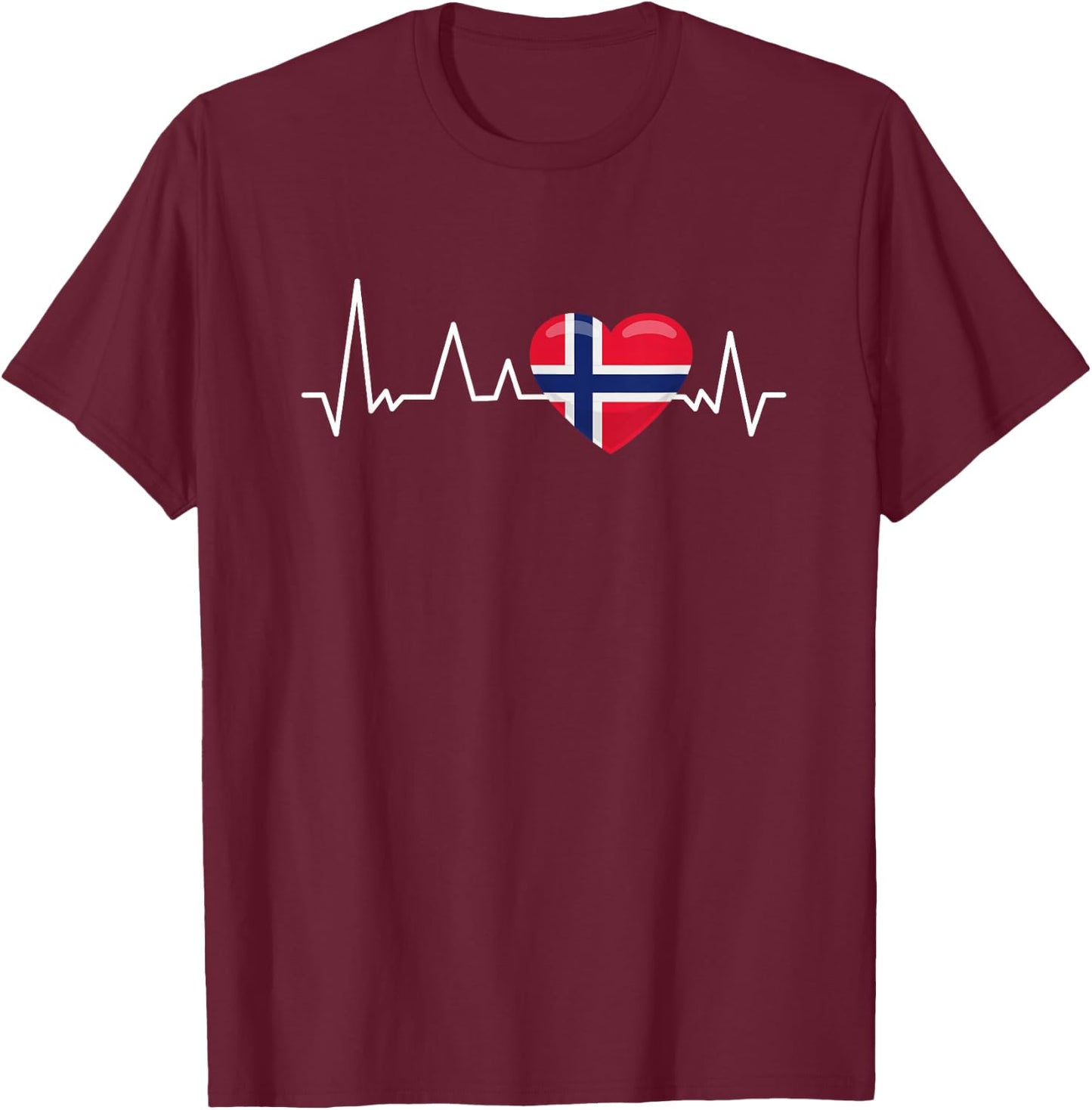 Norwegen Flagge Herzschlag Skandinavien Urlaub T-Shirt - T-Shirt | Maroon