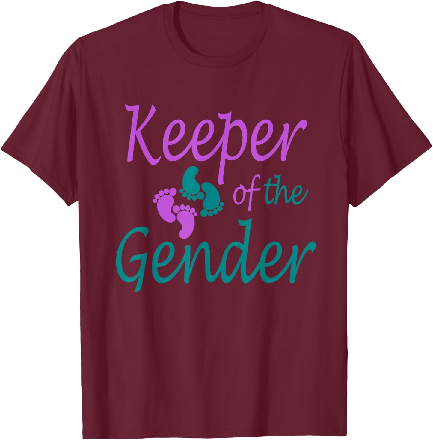 Purple and teal gender reveal for the keeper of the gender T-Shirt - T-Shirt | Maroon