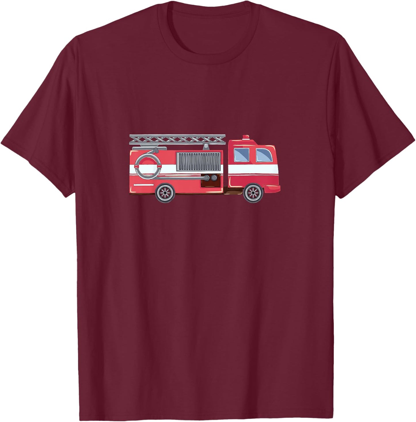 Feuerwehr Kinder Mit Rotem Feuerwehrauto T-Shirt - T-Shirt | Maroon