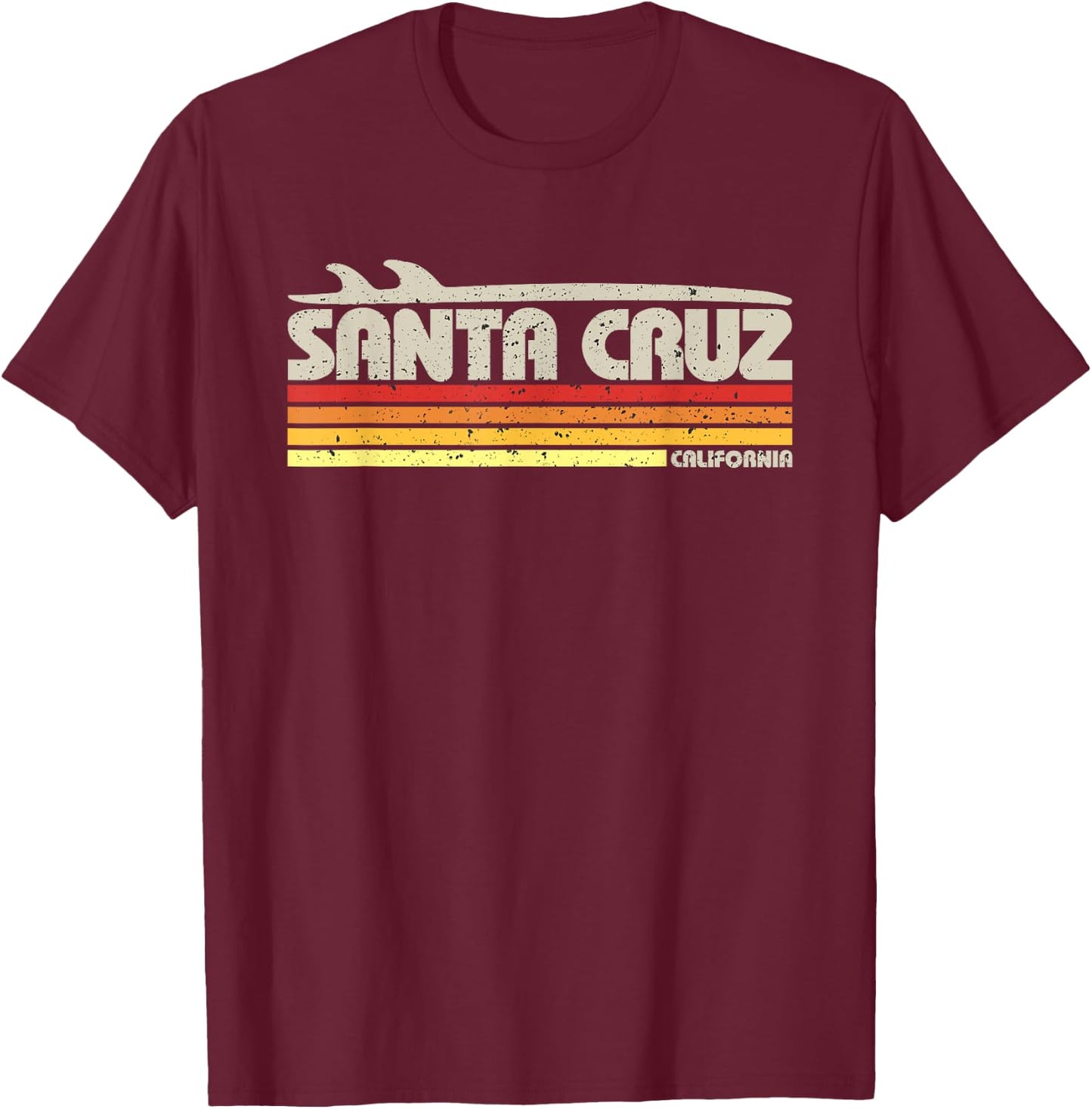 Santa Cruz California USA Surf Retro Paradies T-Shirt - T-Shirt | Maroon