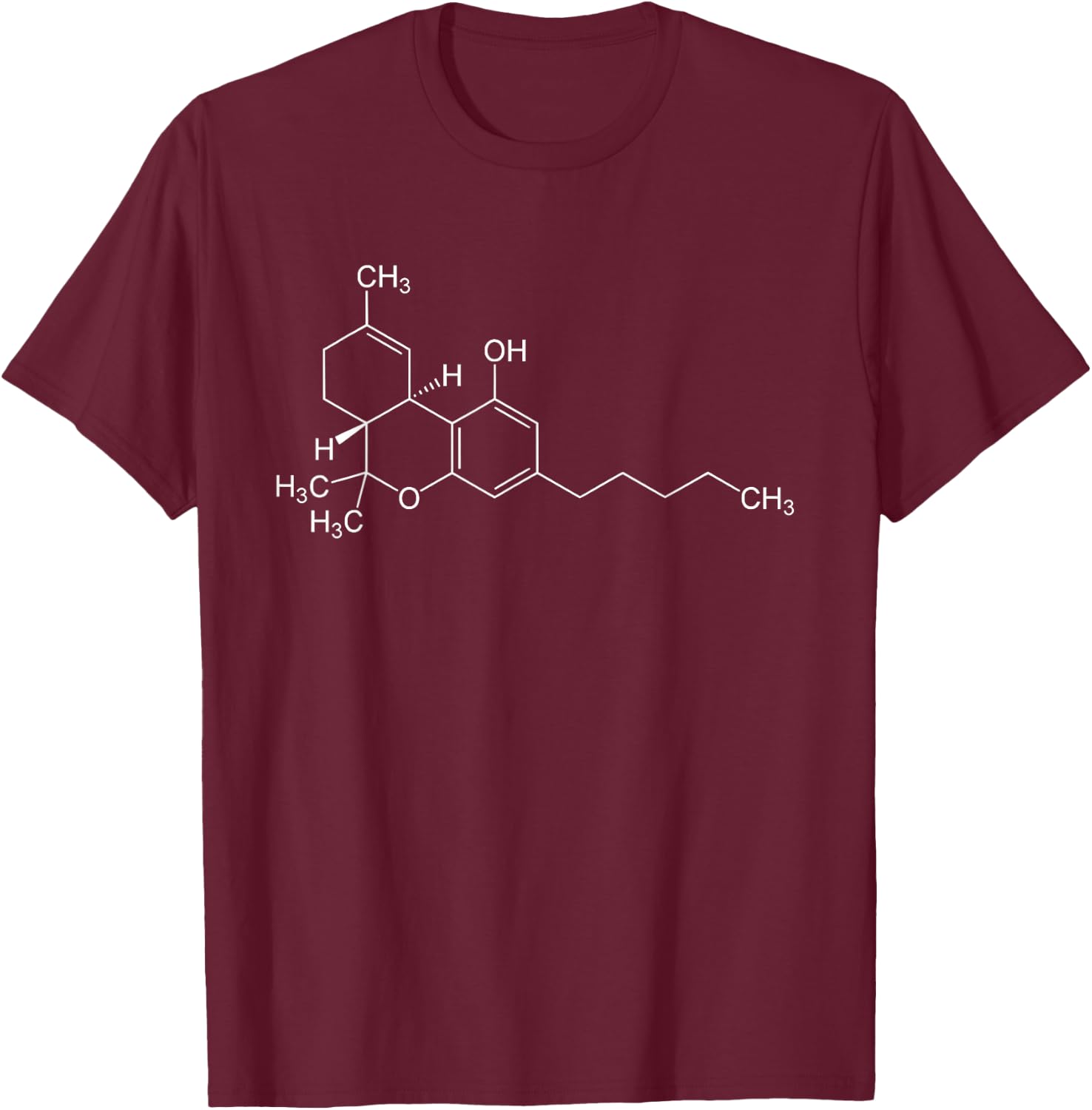 THC-Molekül-Tetrahydrocannabinol T-Shirt - T-Shirt | Maroon