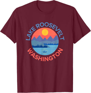 Lake Roosevelt Fishing, Hiking, Camping T-Shirt - T-Shirt | Maroon