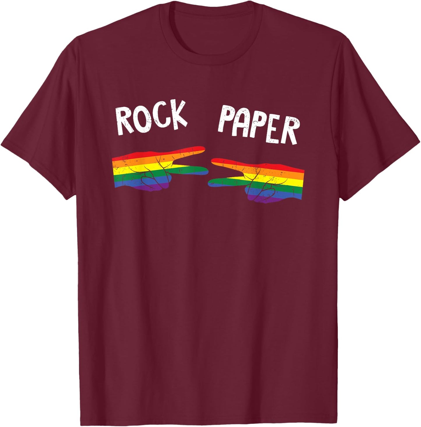 LGBT Rock Paper LGBTQ Lesbian Gay Pride Grunge T-Shirt - T-Shirt | Maroon
