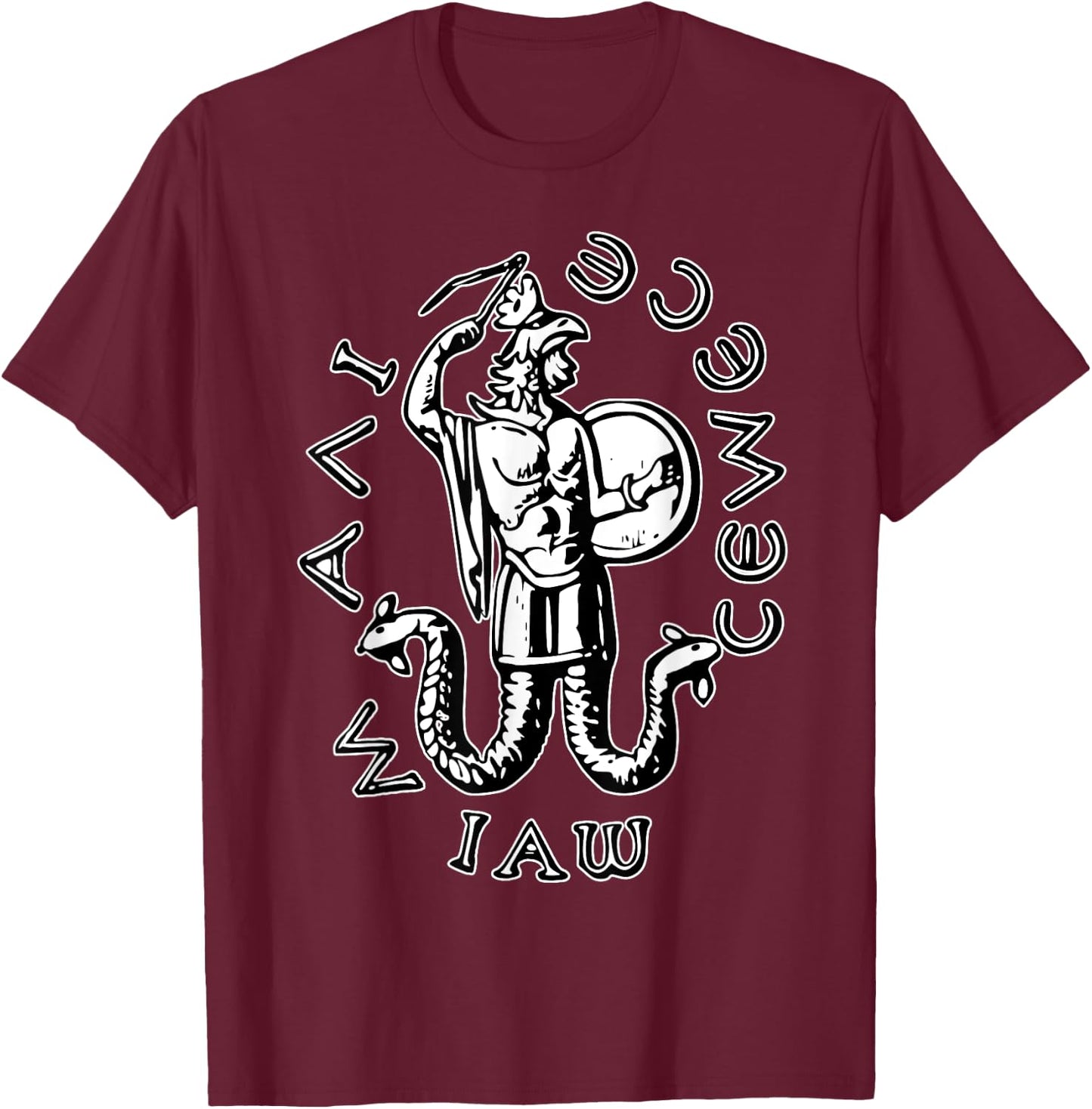 Abraxas God IAO, God GAIO Black T-Shirt - T-Shirt | Maroon