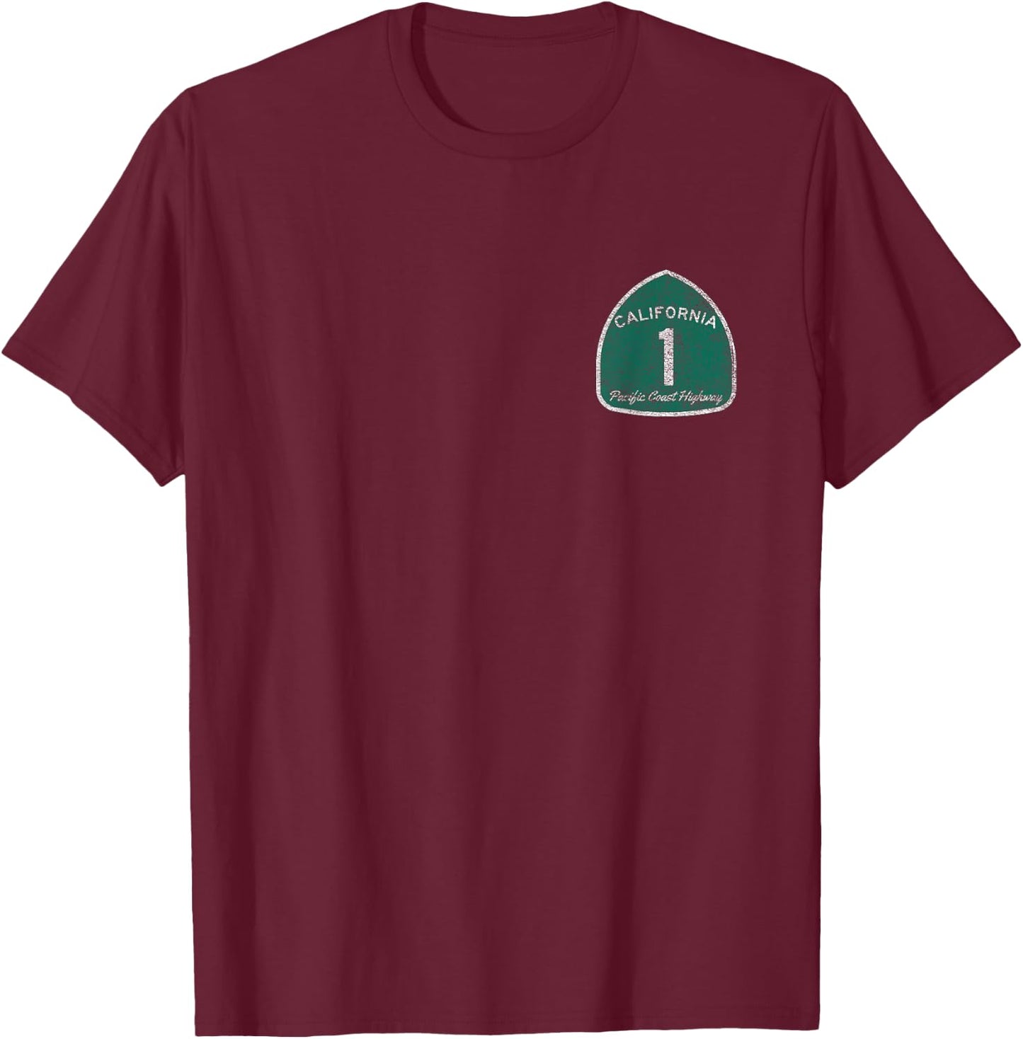 California Highway 1 One Pacific Coast T-Shirt - T-Shirt | Maroon